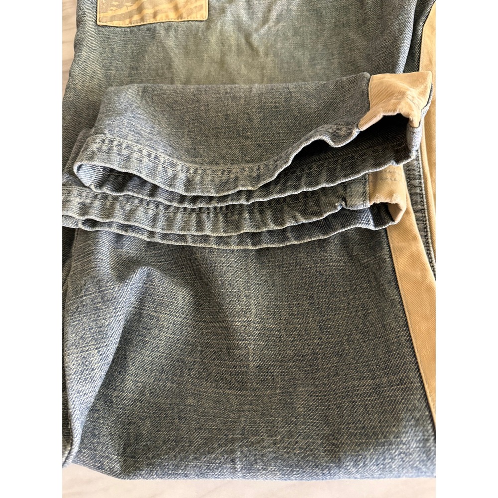 Sean John Vintage Baggy Jeans Gray Blue Tan Contrast Panel Star Patch Mens 36 - Picture 11 of 11